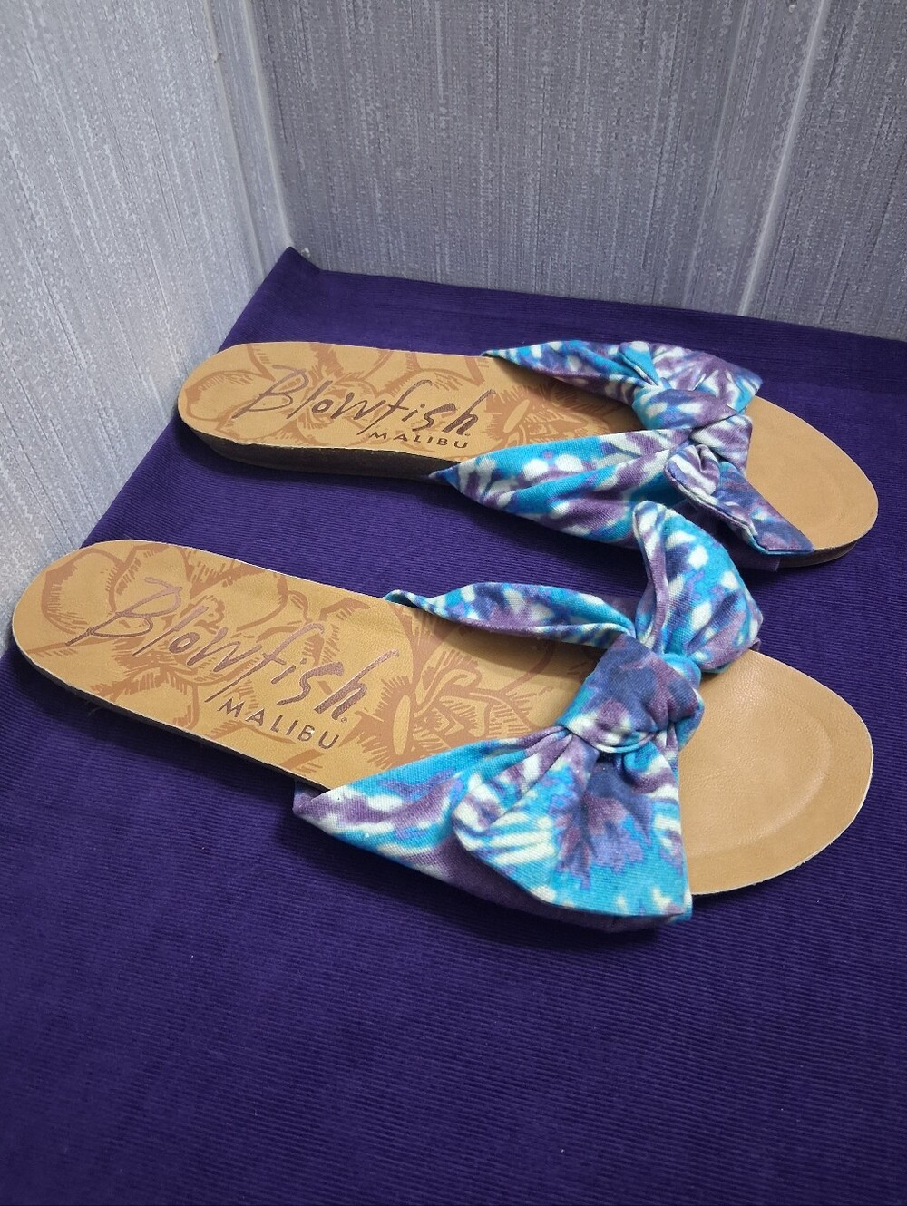 Blowfish Malibu Bow Slides Sandals Blue Purple Size 10 - Picture 5 of 9